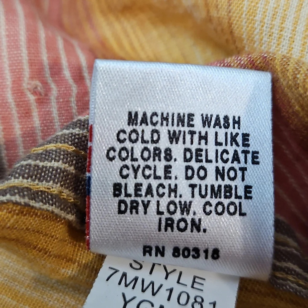 Lucky Brand Short Sleeve Button Up Shirt Linen Blend StripesMen's Large - Picture 5 of 15